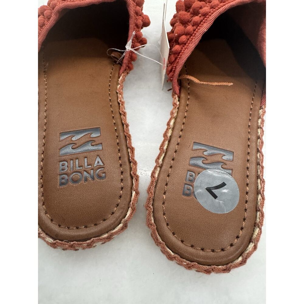 Billabong Women's Pom Pom Slide Sandals Rust Textile Size 7 Casual - Picture 4 of 6